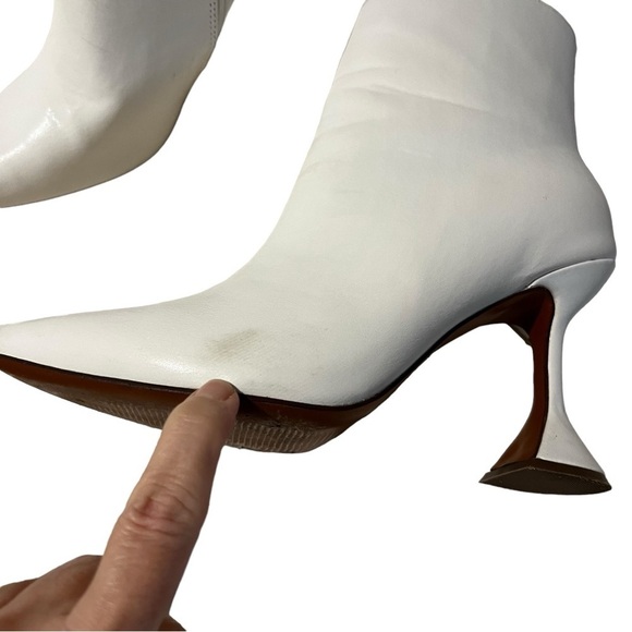AMINA MUADDI Giorgia Leather Flared Heel Ankle Boots White 40 US Size 10 - Picture 16 of 16